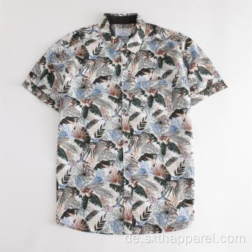 Herren Brown Flowers Pattern Kurzarm Shirt